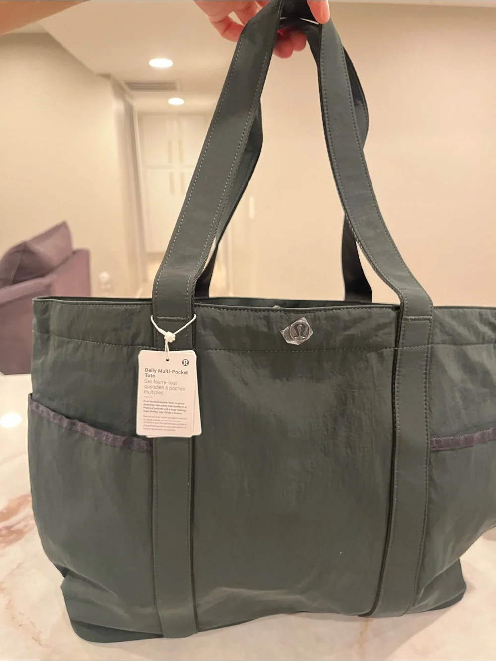 lululemon athletica forest green Tote